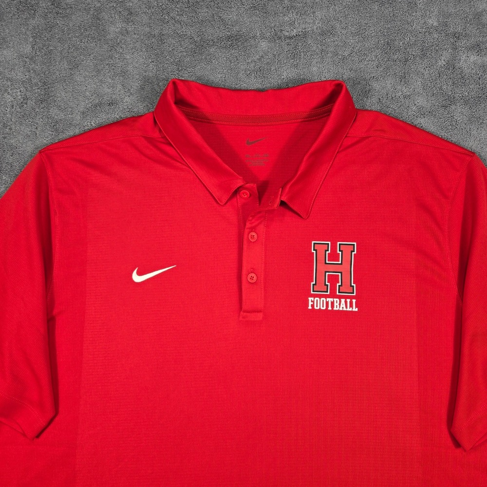 Nike Dri-FIT Red Football Polo Shirt Men's 2XL Embroidered H‎ Logo Athletic - Picture 3 of 11